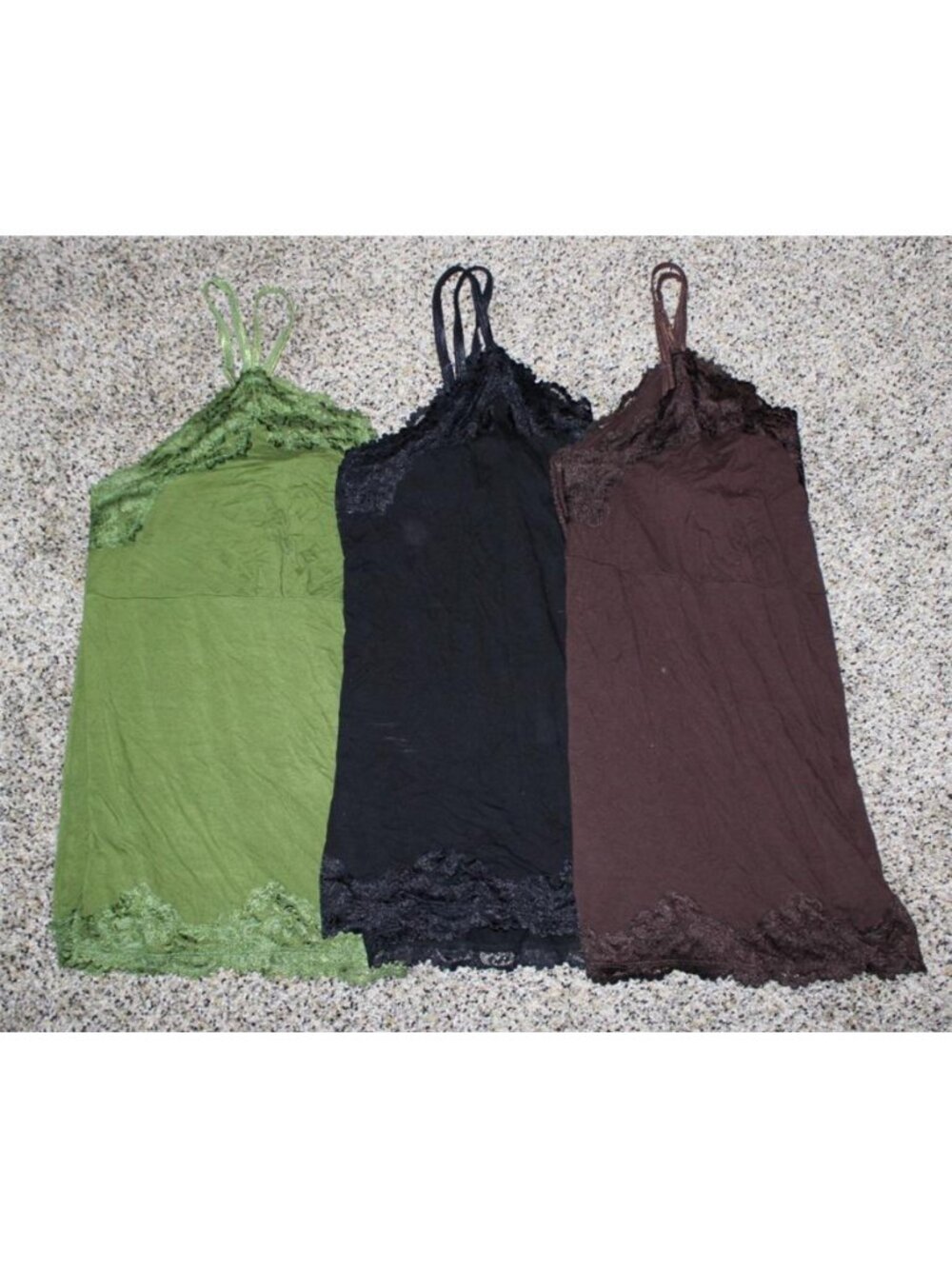 EUC Lane Bryant Brown Black Green 2x Lace Trimmed Cami Tank Y2K Style 18/20 Lot